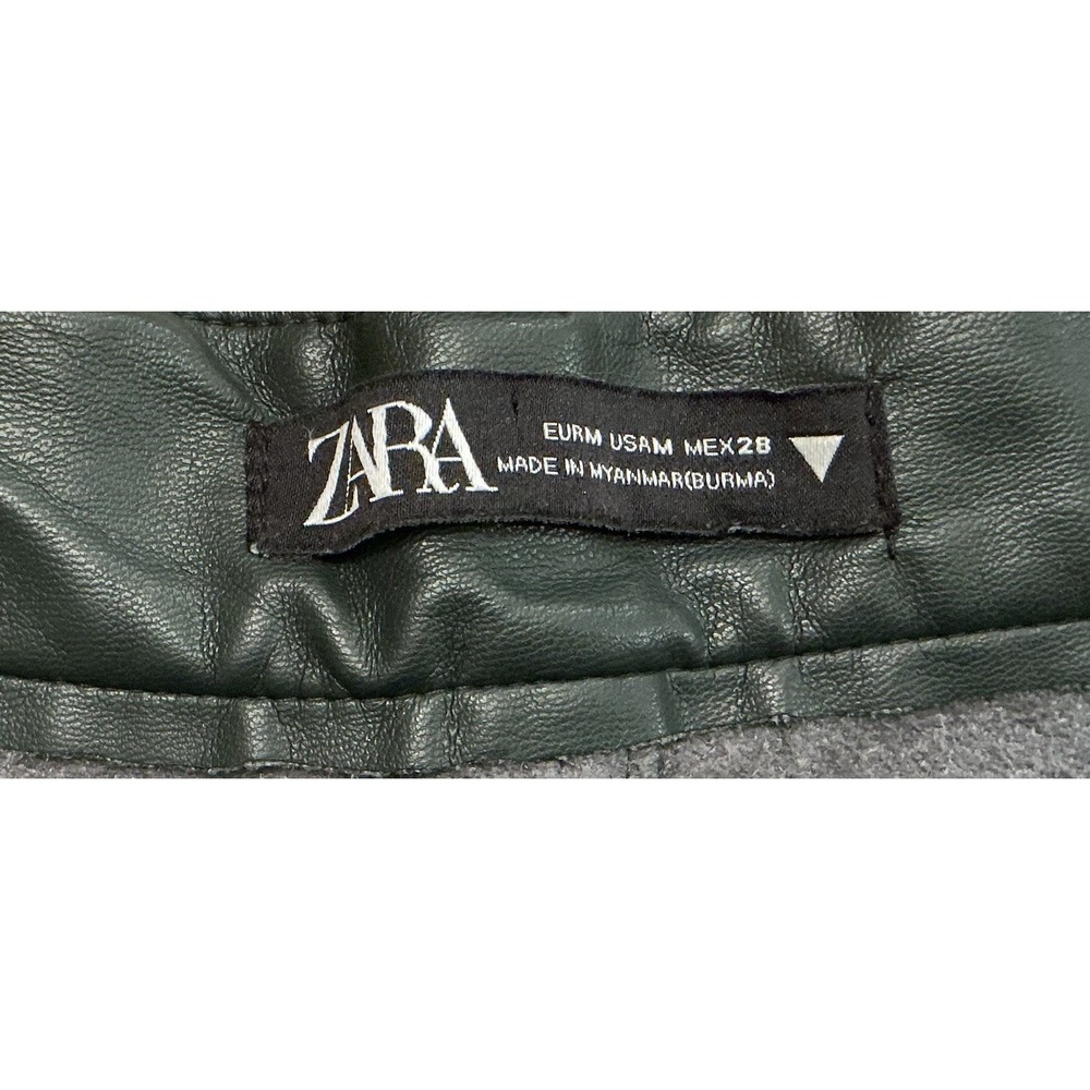 Zara Faux Leather Pants Emerald Green, Wide Leg,‎ High Waisted, Trendy Chic M - Picture 7 of 9